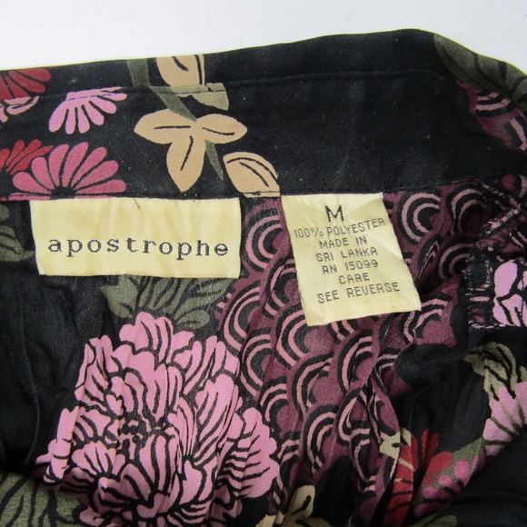 Apostrophe Top Black Purple Shirt Flower Sz Med - Picture 6 of 6